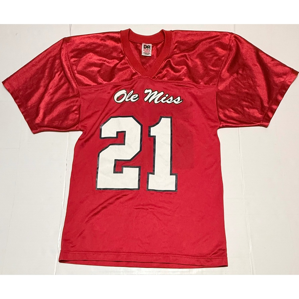 Vintage Ole Miss Rebels Saunders 21 Football Jersey Red Don Alleson Athletic Med